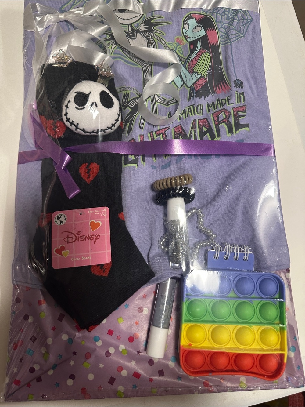 Disney Purple The Nightmare Before Christmas Kids Gift Set with Rainbow Pop-It